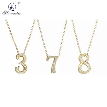 

Slovecabin 925 Sterling Silver Gold Chain Number 3 Pendant Necklace 7 8 Letter Crystal CZ Japan Wholesaler Bulk Mini Jewelry