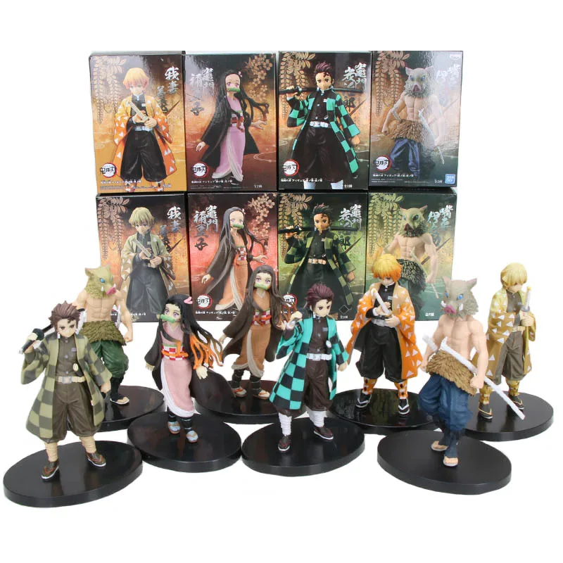 Фигурка Demon Slayer 15 см ПВХ фигурки Tanjirou Nezuko Zenitsu Giyuu Inosuke аниме Kimetsu no Yaiba модель