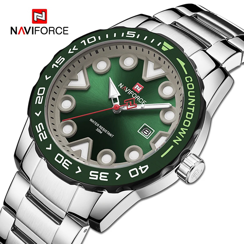 Часы NAVIFORCE мужские кварцевые водонепроницаемые из нержавеющей стали|Кварцевые
