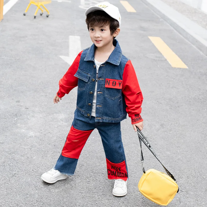 

BOY'S Spring Denim Suit 2020 New Style Small CHILDREN'S Spring Clothing Baby Western Style Spring And Autumn Children Korean-sty