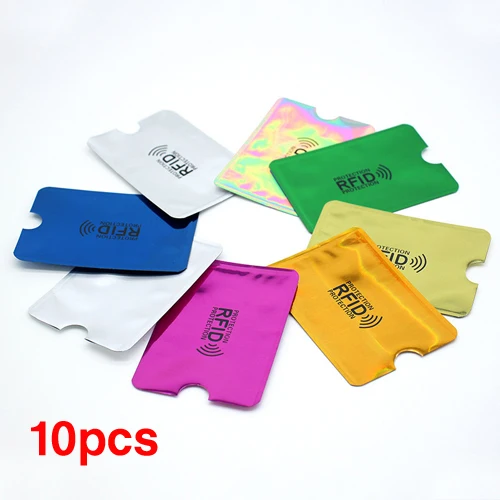10PCS Brand New High Quality Anti Rfid Shielding Card Reader Lock Bank Card Sleeve Protection ID NFC Aluminum Credit Card Sleeve Multicolor mashups