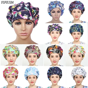 

Unisex Hospital Surgical Cap Mask Cover Scrub Operation Caps Clinic Hat for Doctor Nurse Adjustable Cap Printed Hats Work Wear