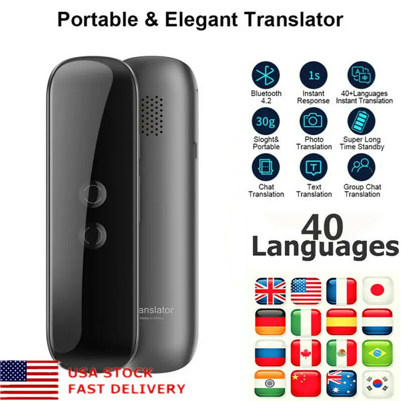 Мини Портативный беспроводной умный голосовой переводчик 40 язык двухстороннее