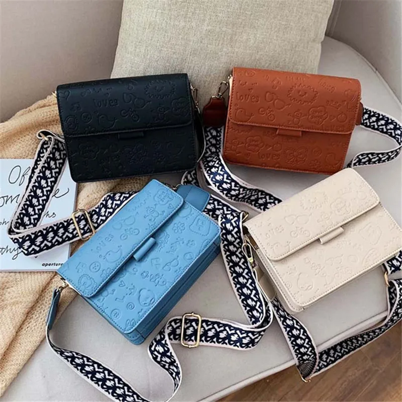 

bags for women Small bag 2019 new Korean fashion retro Messenger bag wide shoulder strap shoulder bag small square bag