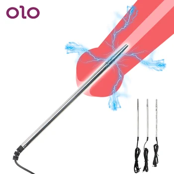 

OLO Penis Insertion Urethra Sound Dilator Stainless Steel Penis Plug Chastity Electric Shock Urethral Catheter Sex Toys For Men