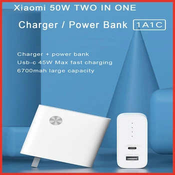 

Original Xiaomi 50W 2 in 1Phone Charger Fast Charge 3500mAh Mi Power Bank USB-C Quick Charge Adapter For Tablets Laptop Headset