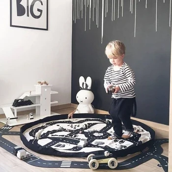 

140cm City Parking Lot Roadmap Map Climbing Mats Toys Storage Bag Children Outdoor Picnic Pad Kids Road Sign Game Map Carpet Pad