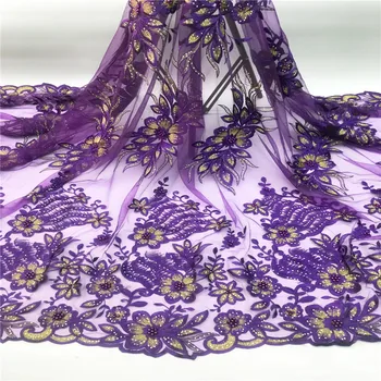 

Madison Nigerian Lace Fabric 2019 High Quality Lace Purple African Lace Fabric With Stones Embroidery Lace Fabric For Weeding