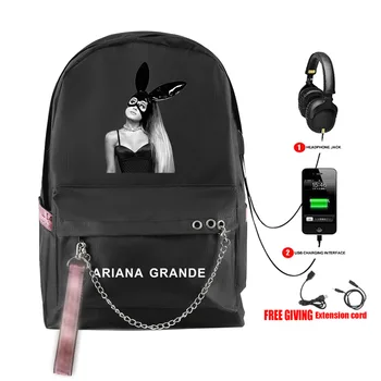 

32 colors Mochilas Ariana Grande USB charging backpack urban backpack student bag computer backpack college style men/women bag