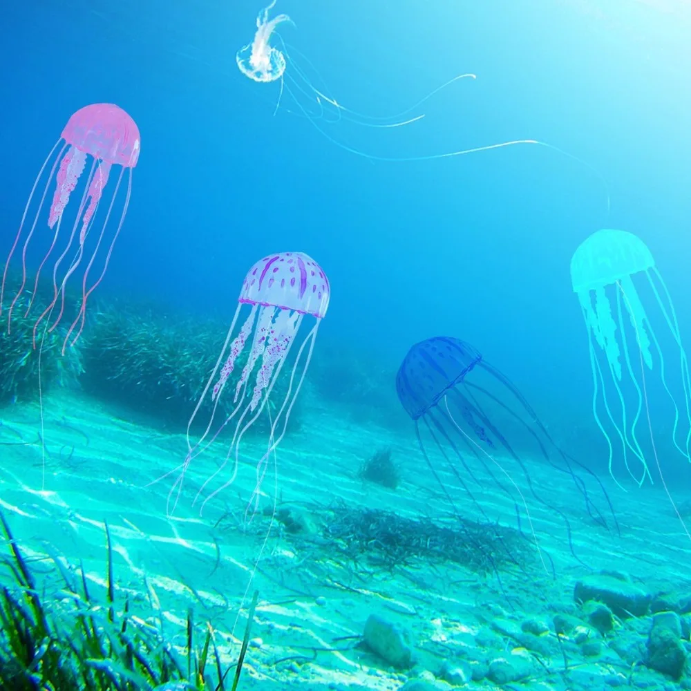 Искусственный плавающий светящийся в виде Медузы Аквариум Украшение для аквариума Подводное живое растение светящийся орнамент водный пейзаж