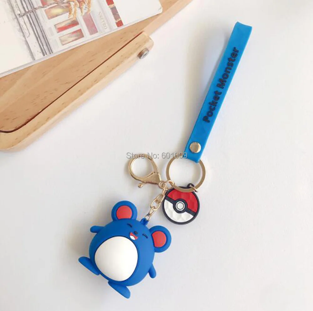 EMS 100/лот Charmander Gengar Jigglypuff Marill Pichu Pikachu Psyduck Snorlax Squirtle Togepi резиновый брелок игрушки - Цвет: Marill