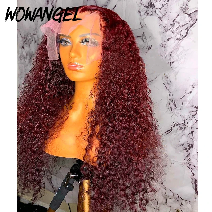 Burgundy 99J Blonde Ginger Orange Wig Kinky Curly Wig Lace Front Human Hair Wigs Brazilian Remy Hair Transparent Lace Deep Curly