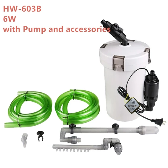 Outside Filter Bucket for Aquarium Fish Aquarium Filter Ultra-quiet External Aquarium Filter Bucket 6W /HW-602B / HW-603B 220V