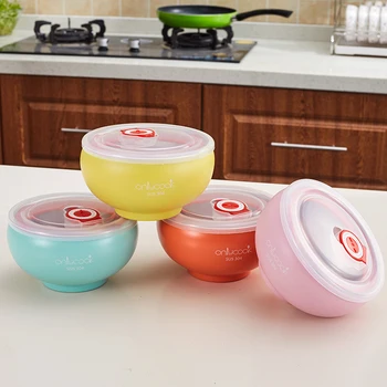 

Diameter12cm Anti-scalding Rainbow Bowl Color 304Stainless Steel Insulation Anti-fall Multifunction Creative Lovely Household