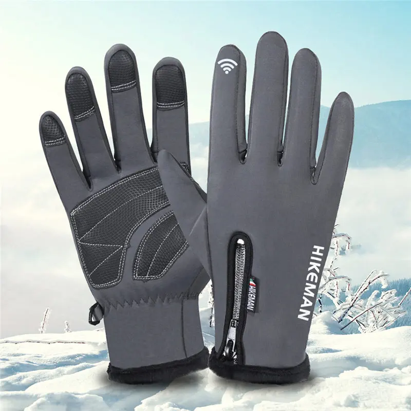Зимние варежки перчатки с сенсорным экраном водонепроницаемые мужские женские теплые ветрозащитные велосипедные противоскользящие варежки лыжные велосипедные перчатки новинка 6