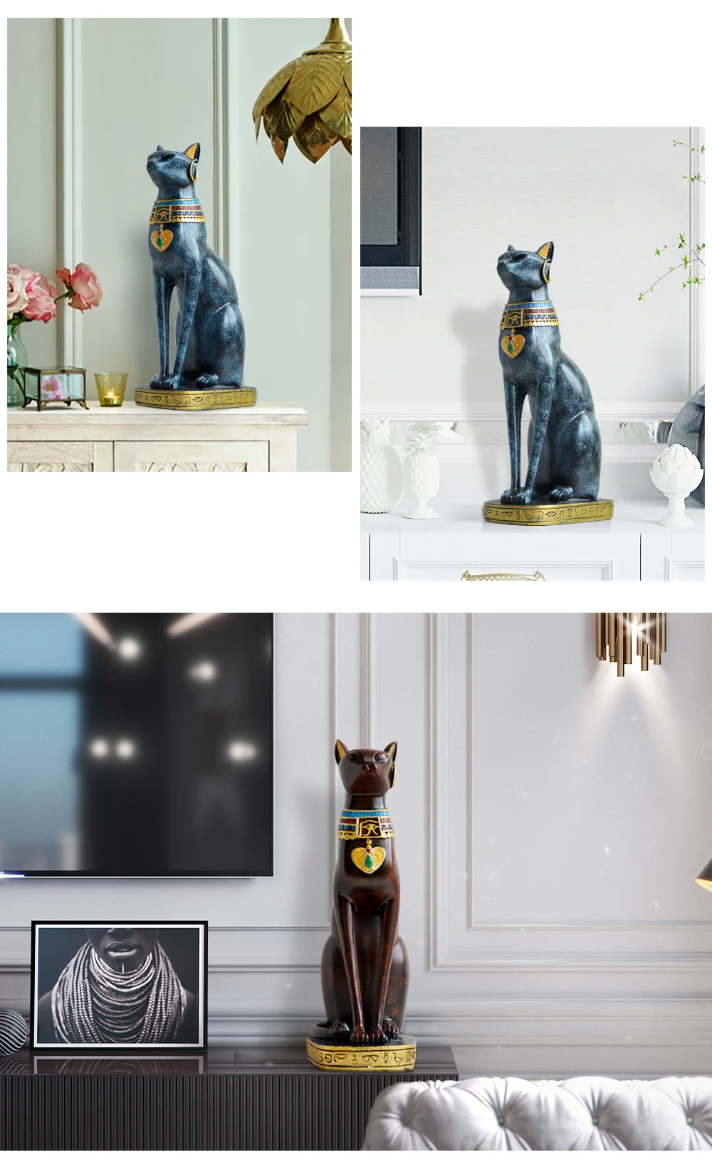 Resin Art Egyptian Cat Sculpture Home Decor Bedroom Desktop Bar Decor Accessories Vintage Crafts Figurine Decor Home Accessories