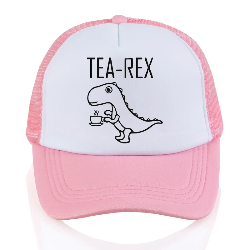 Бейсбольная кепка tea rex, забавная Кепка с изображением динозавра Юрского периода, кофейного напитка, новинка, хлопковая летняя крутая Кепка в стиле хип-хоп для мужчин и женщин - Цвет: Розовый