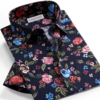 

Summer Short Sleeve Shirts Men Floral Printed Pattern Standard Fit Shirt Mens Casual Hawaiian Flowers Shirts High Quality Tops