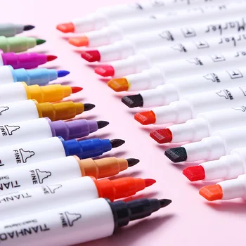 

Cute Marker pen set for children Package Double-Headed Colorful Hand-Painted Brush drawing markers school art supplies set