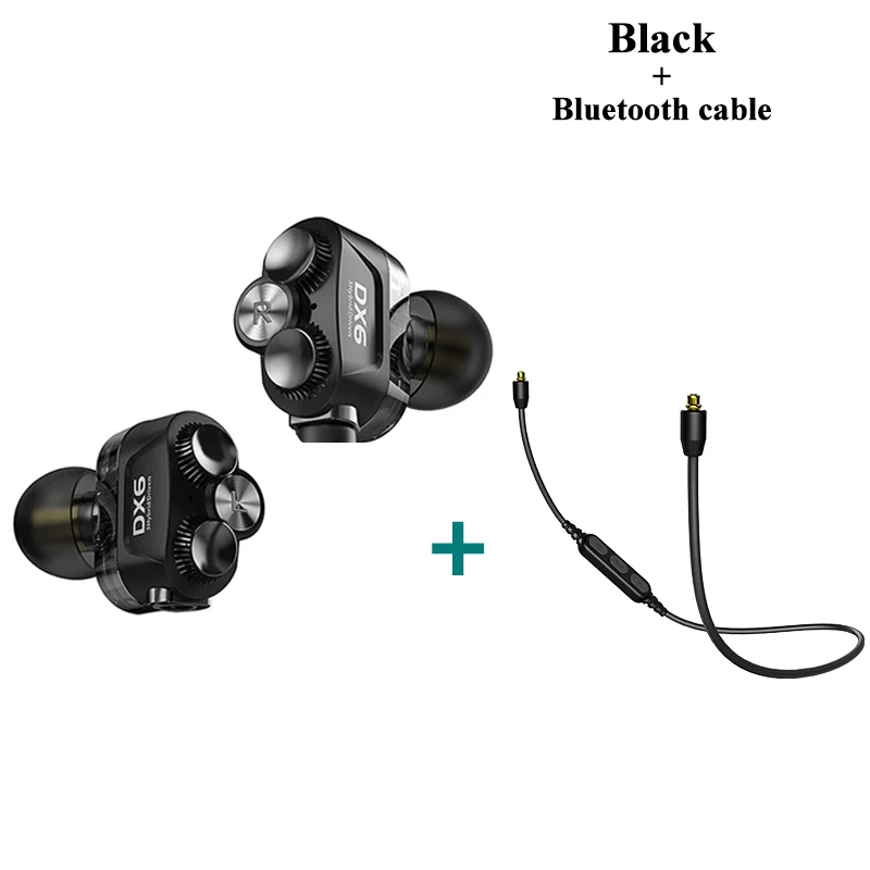 Black with Bluetooth Plextone DX6 bluetooth наушники три единицы 3,5 мм наушники-вкладыши спортивные стерео Бас HIFI Проводная гарнитура с кабель MMCX для Xiaomi - Цвет: Black with Bluetooth