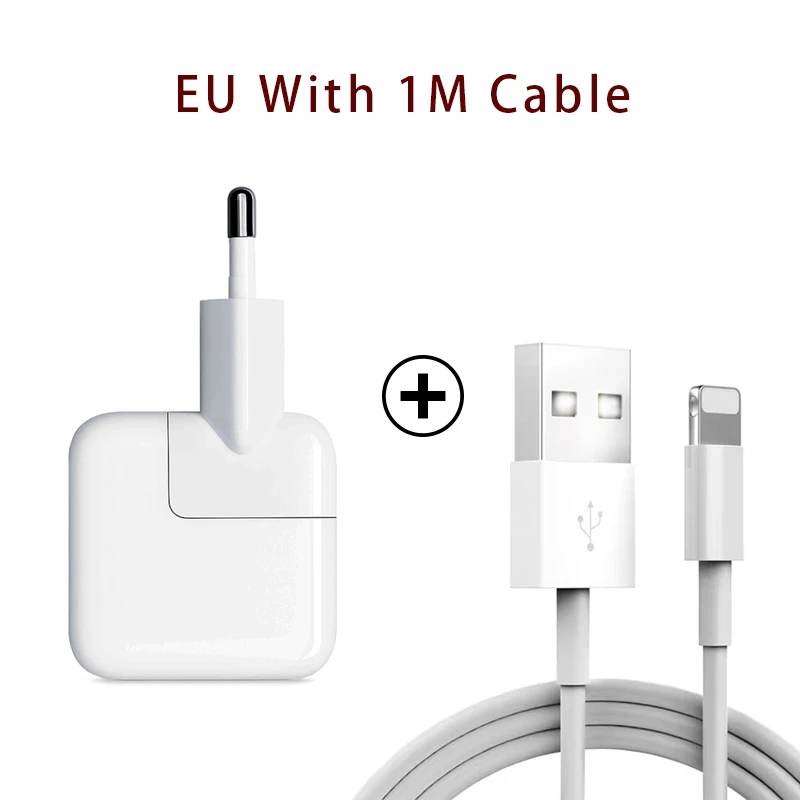 EU With 1M Cable 2.4A 12 Вт Быстрое Зарядное устройство USB адаптер питания телефон путешествия домашнее зарядное устройство для iPhone X 8 Plus 7 6S iPad Mini Air быстрая зарядка - Тип штекера: EU With 1M Cable