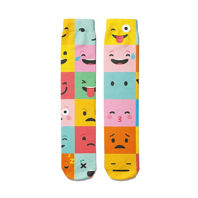 Sell Well Funny Expression Printed Women Socks Fashion Cute Cotton Long Socks Harajuku Christmas Warm Middle Tube Socks Female Style18