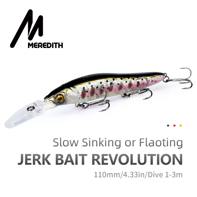 US $3.52 MEREDITH Minnow Wobbler Fishing Lures 110mm Artificial Hard Bait Depth 03m Jerkbait Bass Pike Bait