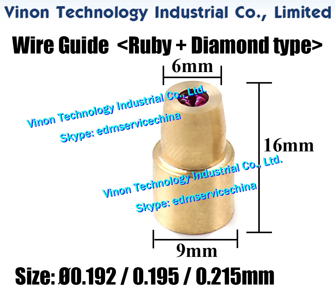 

DAMENG machine Molybdenum Wire Guide Ø0.192, Ø0.195, Ø0.215mm (Ruby+Diamond type) for Dameng Medium Speed Wire Cutting Machine