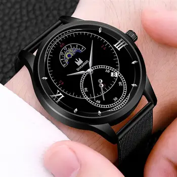 

SHAARMS 2020 Watch For Men Fashion Mesh Band Stainless Steel Quartz Wristwatch Male Luxury Clock Relogio Masculino
