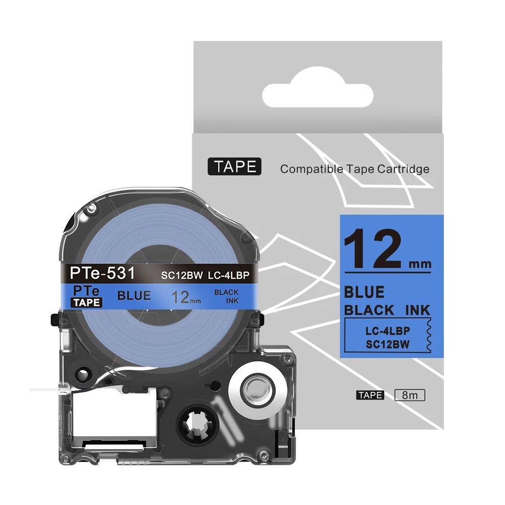 1 шт. SS12KW 12 мм черный на белом Labelworks Tepra лента для маркировки kingjim LC лента для Tepra Pro SR150 lw 400 lw 700 - Цвет: Black On Blue
