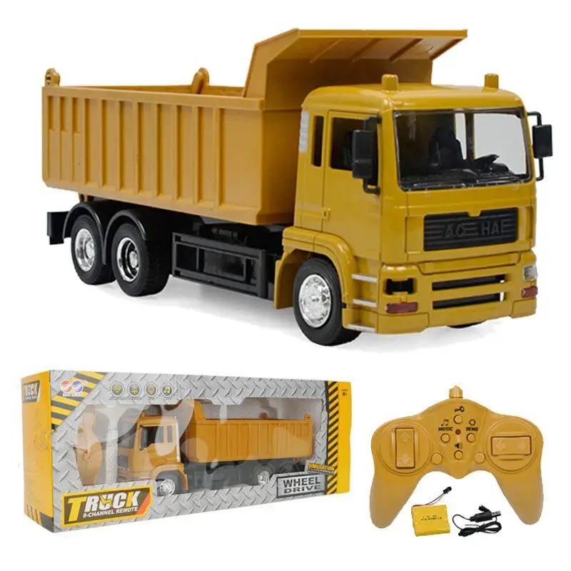 

High simulated 8 CH RC Engineering Truck Model Alloy Rechargeable Electric Toy Dump Remote Control Truck With Light Music toy