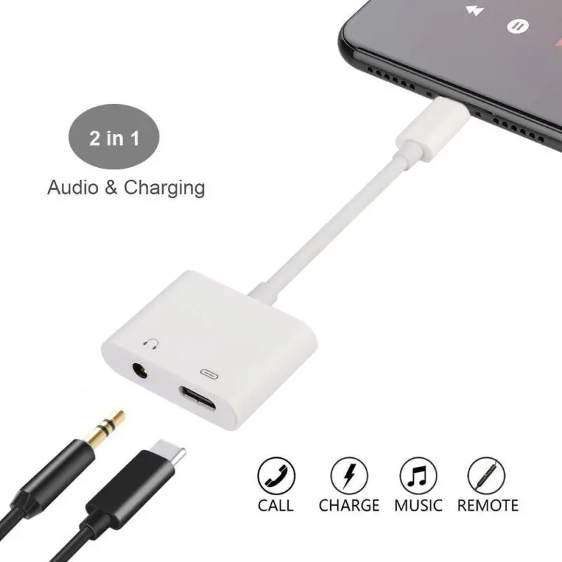Универсальный 2-в-1 Тип с разъемами типа C и 3,5 мм адаптер Audio eXtension Cord конвертер разъема для наушников смартфонов портативных компьютеров