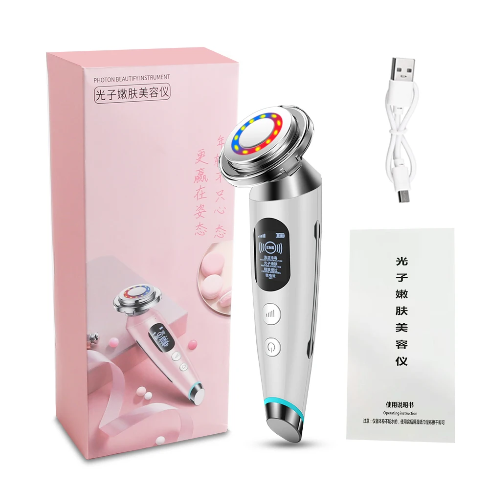 Skin Rejuvenation Face Lifting Wrinkle Removal Face Massager FR Mesotherapy Electroporation Radio Frequency LED Photon Skin Care 7
