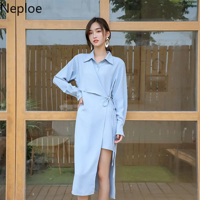 Neploe французский Средний длинный дизайн Vestido тонкий ждать бедра темперамент платье женское элегантное с длинным рукавом необычной длины