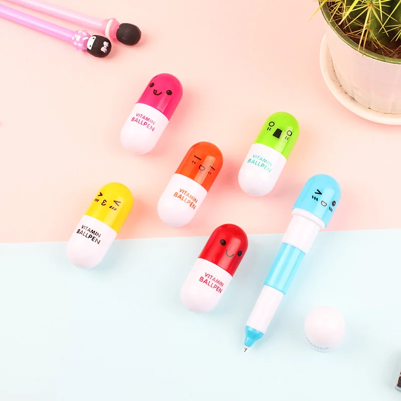 

6pcs Flexible Mini 0.5mm Kawaii Novelty Ballpoint Pen Lovely Capsule Gel Pens Kids Gift Office Writing School Supplies H6205