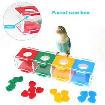 

Parrot Color Separation Coin Box Interactive Playing Toy Intelligence Training Toy for Birds