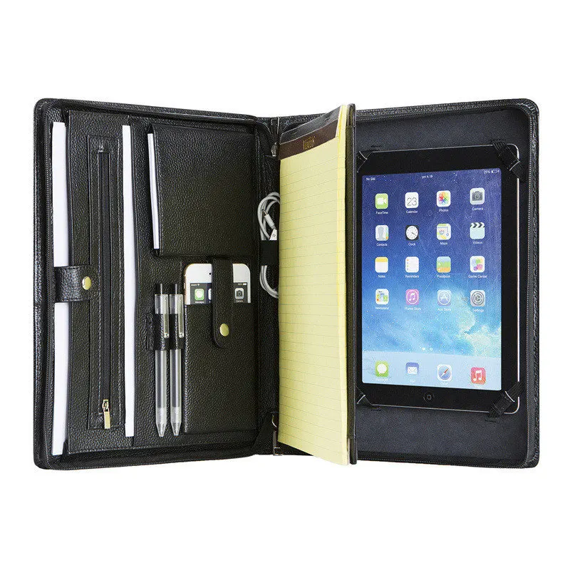 Black-Pro 10.5 inch Органайзер папка для документов a4 из натуральной кожи ручной работы персонализированный портфель для деловых поездок в портфеле- черный - Цвет: Black-Pro 10.5 inch