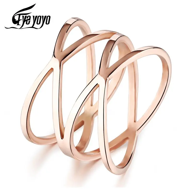 Женское кольцо для юбилея EyeYoYo модное двойное из розового золота с полым птичьим