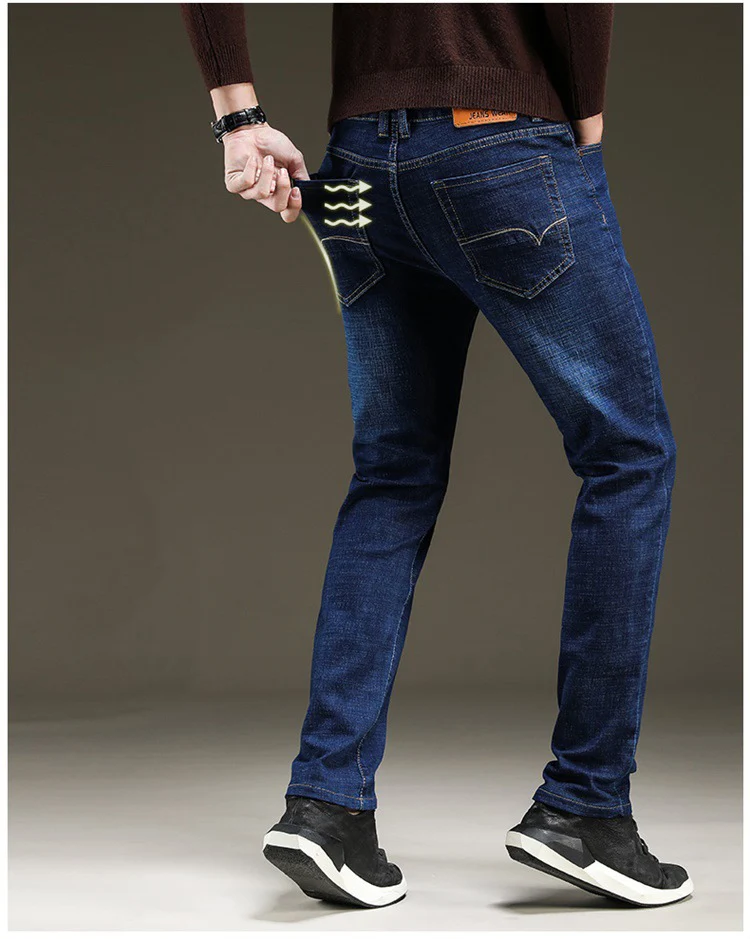 new Business Jeans Men Casual Straight Slim Fit Blue Jeans Male Stretch Thin Fashion Classic Denim Pants skinny jeans men