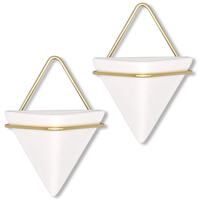 White and gold Товары для дома современные кашпо горшки(2-Pack), маленькие декоративные настенные растения для декоративный кактус и Висячие растения, настенный ангин - Цвет: White and gold