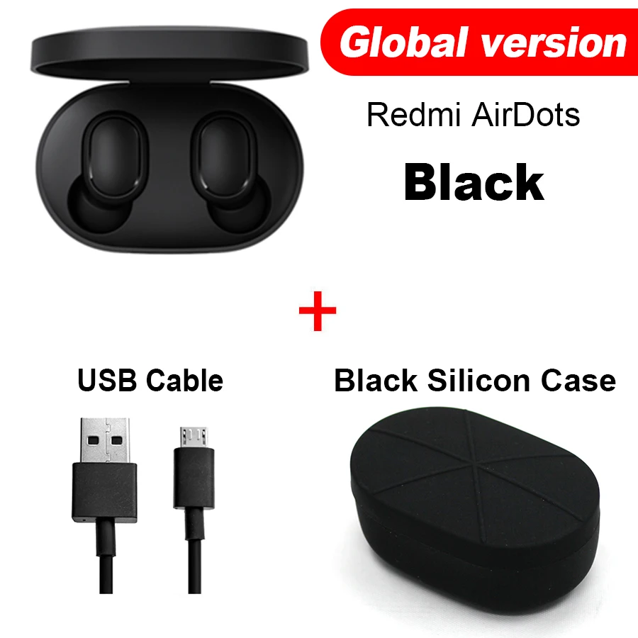 Xiaomi Redmi Airdots TWS Xiaomi True беспроводные наушники Голосовое управление Громкая связь Bluetooth 5,0 шумоподавление управление - Цвет: Glo Cable Black Case