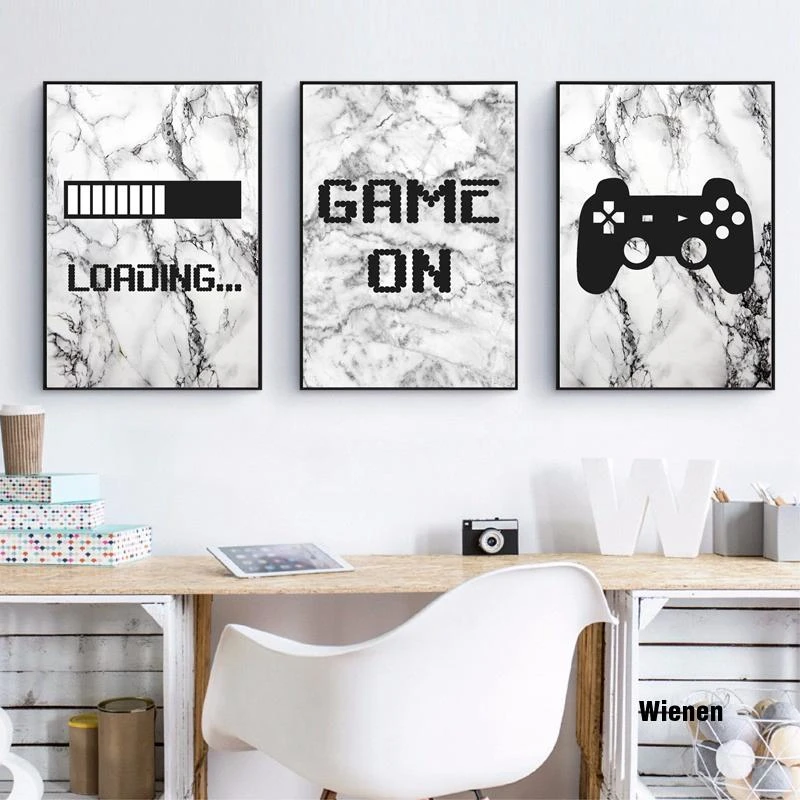 Marble Gaming Minimalist Art Canvas Painting And Poster Boys Room  Decoration Video Game Wall Pictures Prints Playroom Wall Decor - Painting &  Calligraphy - AliExpress