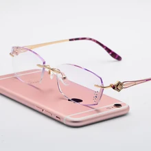 Новые с восемью отверстиями без винтового крепления обеспечивают корейский без оправы, со стразами с оторочкой из Для женщин очки для близорукости