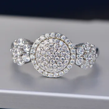 

CMajor Sterling Silver Synthetic Diamond Jewelry Elegant Temperament 14ct Cubic Zircon White Round Classic Ring for Women