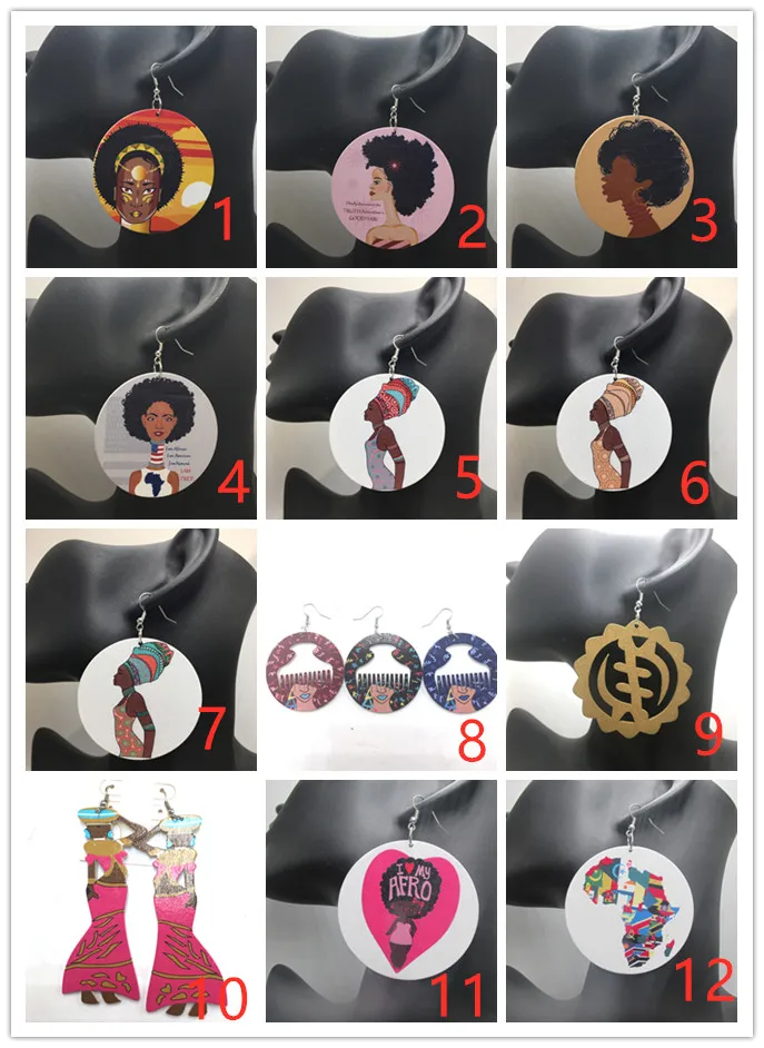 few Stock!! African women mixed wooden earrings can 6 designs | Украшения и аксессуары