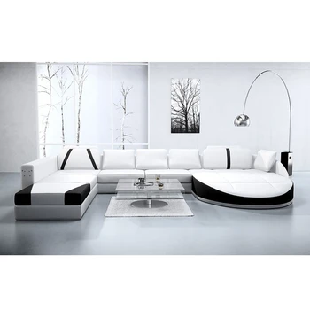 

Modern white genuine leather living room furniture sofa set