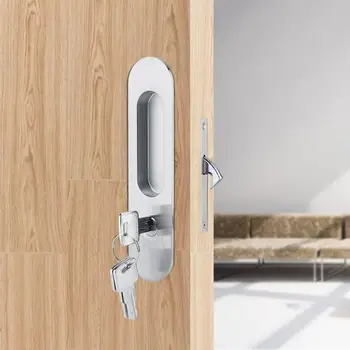 

Sliding Door Lock Hidde Handle Interior Door Pull Lock Modern Anti-theft Room Wood Door Lock Cerradura for Barn Wood Furniture