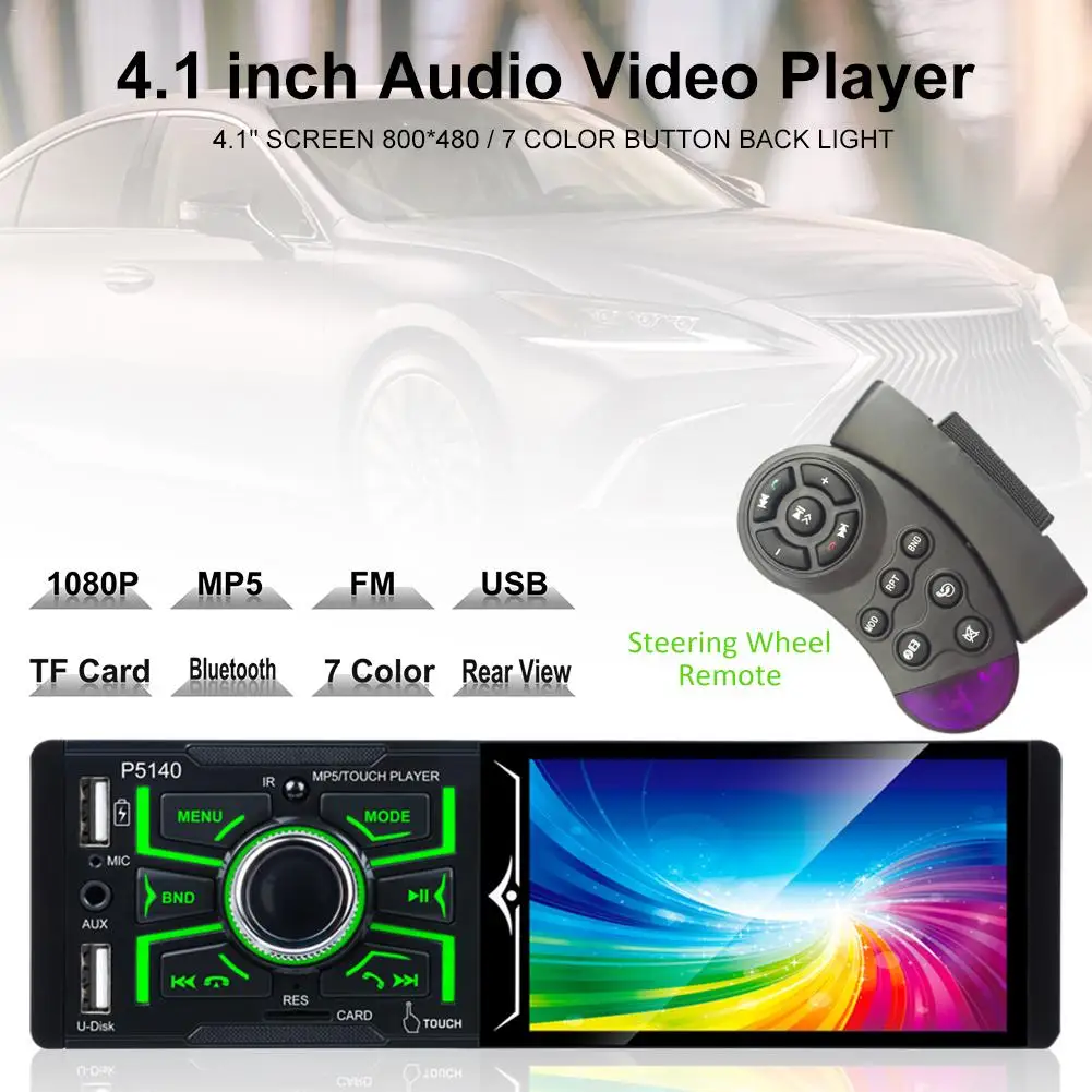 

Car Radio 4.1 Inch Touch Screen Bluetooth RDS AM/FM Car Stereo Player Radio Support Rearview Camera USB Head Unit car radio