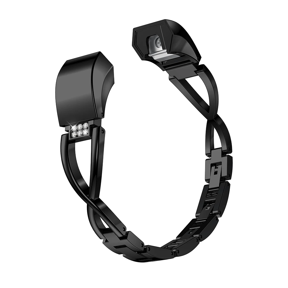 Черный Браслет из нержавеющей стали для Fitbit Alta HR, модный браслет, стразы с бриллиантами, Браслеты Для Fitbit Alta HR, ремни - Цвет ремешка: Черный