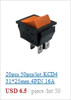 10 шт. 20 шт. KCD4 31*25 мм DPST 4PIN 16A/250 в красный/зеленый Кнопка ВКЛ/ВЫКЛ положение оснастки лодка кулисный переключатель медные ножки